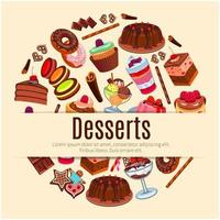affiche de vecteur de desserts pour pâtisserie ou pâtisserie