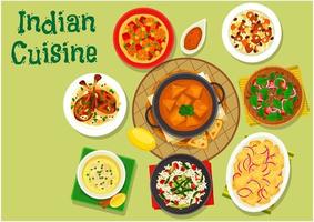 icône de dîner épicé de cuisine indienne pour la conception de menus vecteur