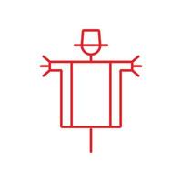 eps10 icône d'art abstrait épouvantail vecteur rouge isolé sur fond blanc. farci pour le symbole de contour de jardin dans un style moderne et plat simple pour la conception de votre site Web, votre logo et votre application mobile