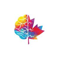 création de logo cerveau créatif et feuille d'érable. enseigne commerciale du canada. vecteur