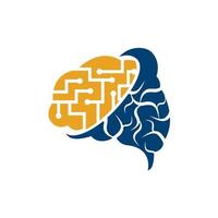 création de logo de connexion cérébrale. modèle de logo de cerveau numérique. logo de neurologie pense concept d'idée. vecteur