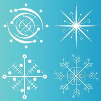 collection d'icônes de flocon de neige blanc dans le style de ligne isolé sur fond bleu. éléments de conception du nouvel an, symbole gelé, illustration vectorielle vecteur