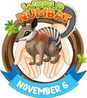 logo de la bannière de la journée mondiale du numbat vecteur