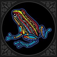 arts du mandala grenouille colorée isolés sur fond noir vecteur