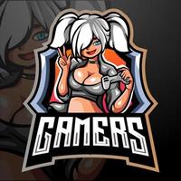 mascotte de filles gamer. création de logo esport vecteur