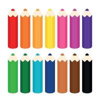 crayons de couleur de dessin animé mis en illustration vectorielle de fond blanc pour le dessin, la peinture et l'élément de vecteur d'outils de papeterie scolaire