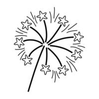 cierge brûlant. feux de bengale festifs design linéaire noir minimaliste isolé sur fond blanc. doodle vector illustration feu de bengale