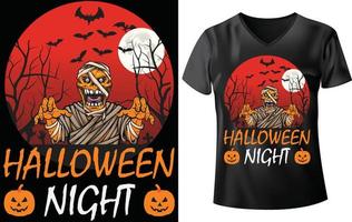 conception de t-shirt d'halloween, nuit d'halloween vecteur