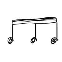 note de musique dessinée à la main et conception de doodle. croquis de mélodie et symbole musical dans le style de silhouette noire. icône de musique créative isolée sur illustration vectorielle fond blanc vecteur