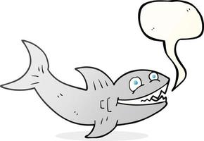 Requin de dessin animé à bulle de discours dessiné à main levée vecteur