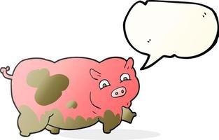 Cochon de dessin animé à bulle de dialogue dessiné à main levée vecteur