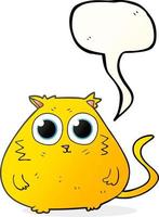 chat de dessin animé à bulle de dialogue dessiné à main levée avec de grands yeux jolis vecteur
