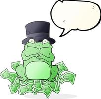 Bulle de dialogue dessiné à main levée cartoon grenouille riche en chapeau haut de forme vecteur