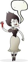 Bulle de dialogue dessiné à main levée dessin animé fille vampire suceuse de sang vecteur