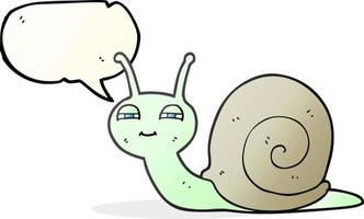 Escargot mignon de dessin animé à bulle de dialogue dessiné à main levée vecteur