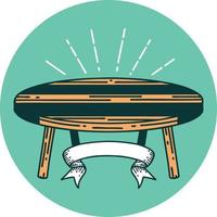 icône d'une table en bois de style tatouage vecteur