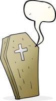 Bulle de dialogue dessinée à main levée dessin animé cercueil effrayant vecteur