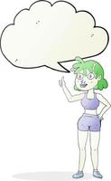 Freehand dessinée bulle dessin animé extraterrestre fille de gym vecteur