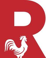 r initial pour coq, parfait pour le logo vecteur