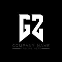 création de logo de lettre gz. lettres initiales icône du logo de gz gaming pour les entreprises technologiques. modèle de conception de logo minimal gz lettre tech. vecteur de conception de lettre gz avec des couleurs blanches et noires. gz