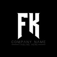 création de logo de lettre fk. lettres initiales icône du logo fk gaming pour les entreprises technologiques. lettre technique fk modèle de conception de logo minimal. vecteur de conception de lettre fk avec des couleurs blanches et noires. fk