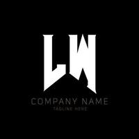 création de logo de lettre lw. lettres initiales icône du logo de lw gaming pour les entreprises technologiques. lettre technique lw modèle de conception de logo minimal. vecteur de conception de lettre lw avec des couleurs blanches et noires. lw