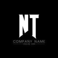 création de logo de lettre nt. lettres initiales icône du logo de nt gaming pour les entreprises technologiques. modèle de conception de logo minimal tech lettre nt. vecteur de conception de lettre nt avec des couleurs blanches et noires. NT