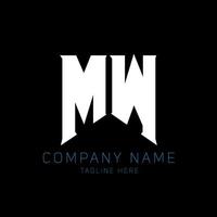 création de logo de lettre mw. lettres initiales icône du logo mw gaming pour les entreprises technologiques. lettre technique mw modèle de conception de logo minimal. vecteur de conception de lettre mw avec des couleurs blanches et noires. mw