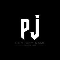 création de logo de lettre pj. lettres initiales icône du logo pj gaming pour les entreprises technologiques. modèle de conception de logo minimal tech lettre pj. vecteur de conception de lettre pj avec des couleurs blanches et noires. p j