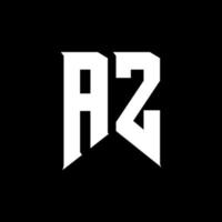 création de logo de lettre az. lettres initiales icône du logo az gaming pour les entreprises technologiques. lettre technique az modèle de conception de logo minimal. vecteur de conception de lettre az avec des couleurs blanches et noires. az