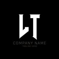création de logo de lettre lt. lettres initiales l'icône du logo de gaming pour les entreprises technologiques. lettre technique lt modèle de conception de logo minimal. vecteur de conception de lettre lt avec des couleurs blanches et noires. ça