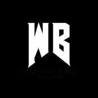 création de logo de lettre wb. lettres initiales icône du logo de wb gaming pour les entreprises technologiques. lettre technique wb modèle de conception de logo minimal. vecteur de conception de lettre wb avec des couleurs blanches et noires. wb, wb