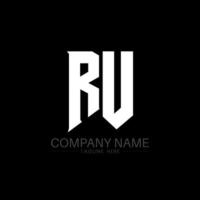 création de logo de lettre ru. lettres initiales icône du logo ru gaming pour les entreprises technologiques. lettre technique ru modèle de conception de logo minimal. vecteur de conception de lettre ru avec des couleurs blanches et noires. ru