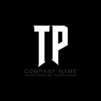création de logo de lettre tp. lettres initiales icône du logo de tp gaming pour les entreprises technologiques. lettre technique tp modèle de conception de logo minimal. vecteur de conception de lettre tp avec des couleurs blanches et noires. tp