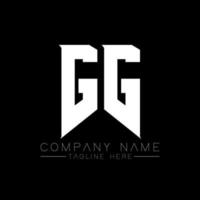 création de logo de lettre gg. lettres initiales de l'icône du logo gg gaming pour les entreprises technologiques. lettre technique gg modèle de conception de logo minimal. vecteur de conception de lettre gg avec des couleurs blanches et noires. gg