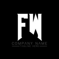 création de logo de lettre fw. lettres initiales icône du logo fw gaming pour les entreprises technologiques. lettre technique fw modèle de conception de logo minimal. vecteur de conception de lettre fw avec des couleurs blanches et noires. fw