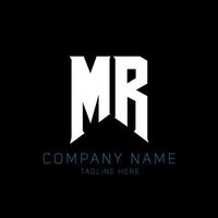 création de logo de lettre de monsieur. lettres initiales icône du logo de mr gaming pour les entreprises technologiques. lettre technique mr modèle de conception de logo minimal. vecteur de conception de lettre mr avec des couleurs blanches et noires. m