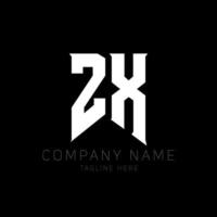 création de logo de lettre zx. lettres initiales icône du logo zx gaming pour les entreprises technologiques. lettre technique zx modèle de conception de logo minimal. vecteur de conception de lettre zx avec des couleurs blanches et noires. zx, zx