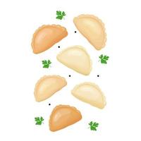 boulettes, avec du persil sur fond blanc, boulettes appétissantes avec du persil vert, isolées, illustration vectorielle vecteur