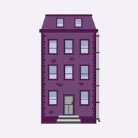 Immeuble de grande hauteur en brique violette détaillée dans le style de New York sur fond blanc vecteur