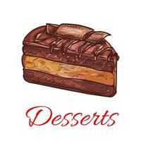 icône de croquis de cupcake au chocolat. emblème de la pâtisserie vecteur