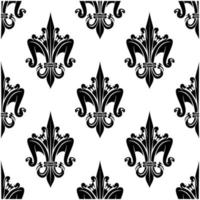 motif fleur de lis sans couture noir et blanc vecteur