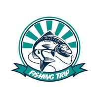 voyage de pêche, insigne de club de sport de pêcheur vecteur