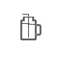 icône de bocal en verre mug avec paille sur fond blanc. style simple, ligne, silhouette et épuré. noir et blanc. adapté au symbole, au signe, à l'icône ou au logo vecteur