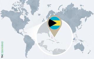 carte bleue abstraite du monde avec magnifié les bahamas. vecteur