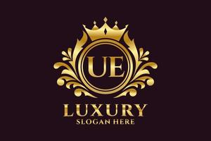 modèle de logo de luxe royal de lettre ue initiale dans l'art vectoriel pour des projets de marque luxueux et d'autres illustrations vectorielles.