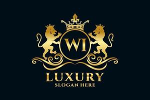 modèle de logo de luxe royal lion lettre initiale wi dans l'art vectoriel pour des projets de marque luxueux et d'autres illustrations vectorielles.