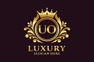 modèle initial de logo de luxe royal de lettre uo dans l'art vectoriel pour des projets de marque luxueux et d'autres illustrations vectorielles.