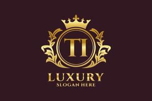 modèle initial de logo de luxe royal de lettre ti dans l'art vectoriel pour des projets de marque luxueux et d'autres illustrations vectorielles.