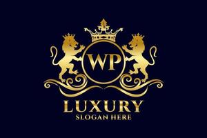 modèle initial de logo wp lettre lion royal luxe dans l'art vectoriel pour les projets de marque luxueux et autres illustrations vectorielles.